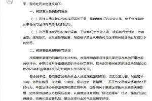 足坛假赌黑第三批处罚名单：丁勇等17人终身禁足！追加扣梅州6分
